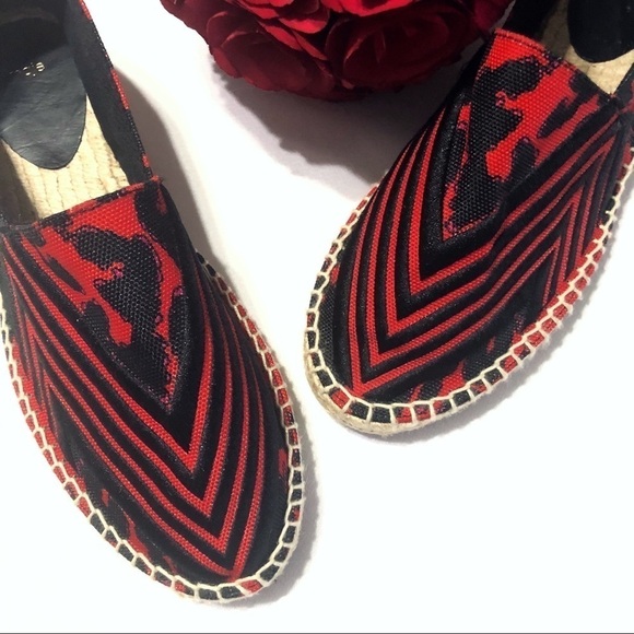 Maje Feline Printed Espadrilles in Red/Black Combo - Picture 6 of 8